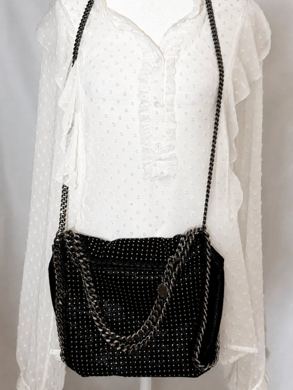 Stella McCartney Falabella Studded Chain Crossbody Bag Black 371223W9897 w/tags
